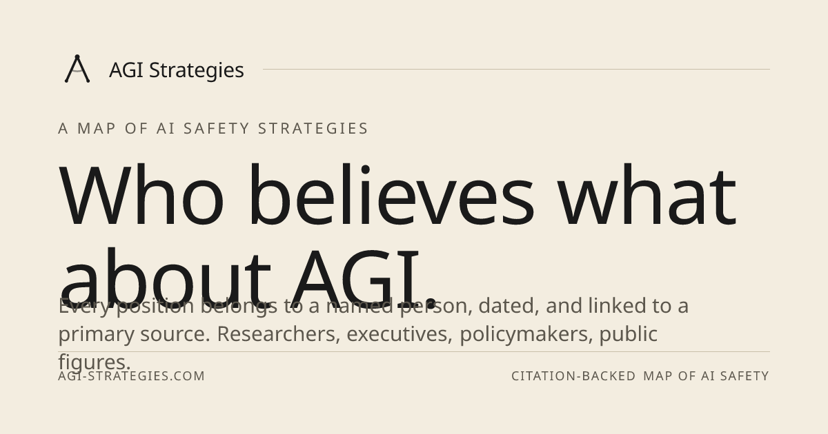 AGI Strategies — Who believes what about AGI